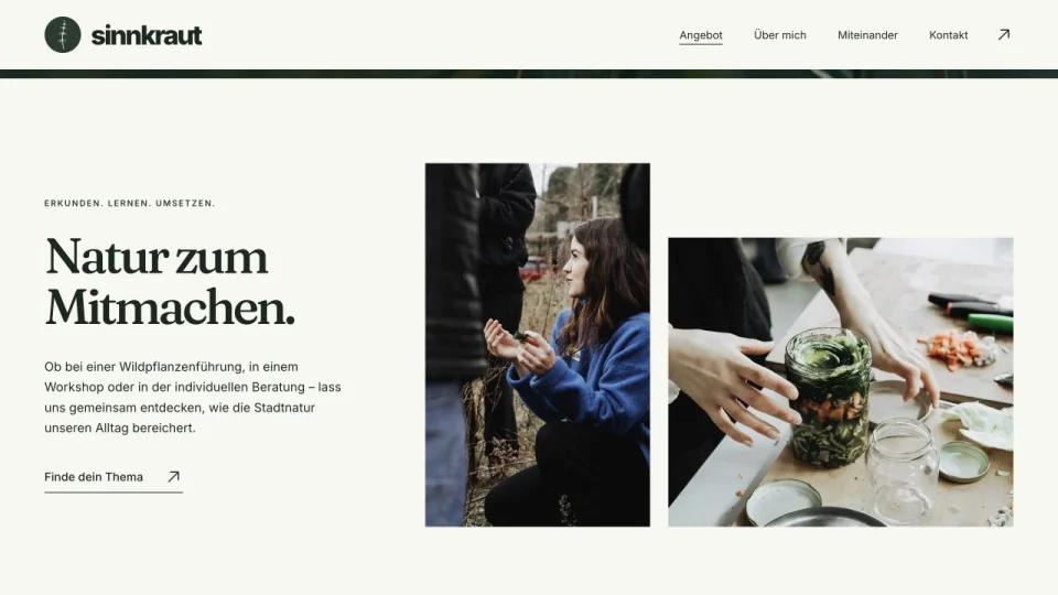 Original Sinnkraut imagery within the redesigned offers section.