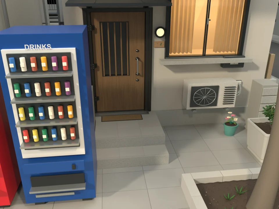 Actual Blender work-in-progress view of the neighbourhood entrance.