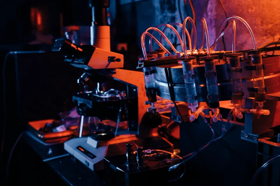 The Magnificent Matter microscope, camera and fluid apparatus.